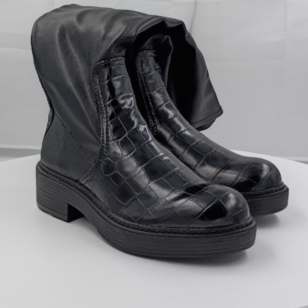 Franco Sarto L- Keaton Croco Tall Boots, Black, Women's Size 7